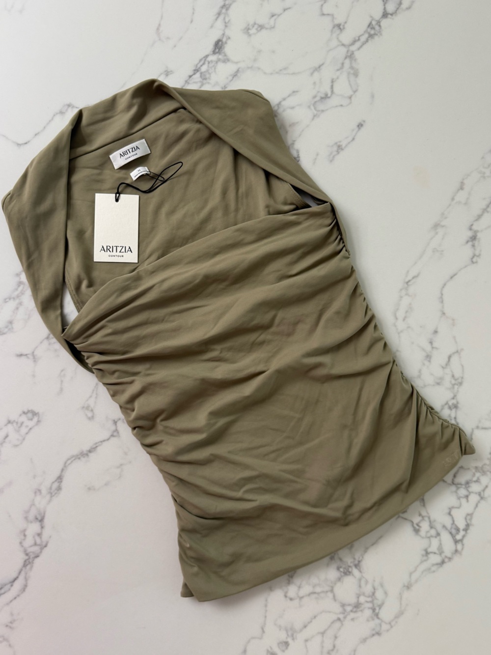 Aritzia Babaton Original Contour Flourish Top - Sundried Olive - Size Medium